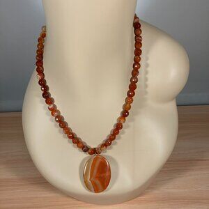 Handcrafted Carnelian Necklace -19”L
